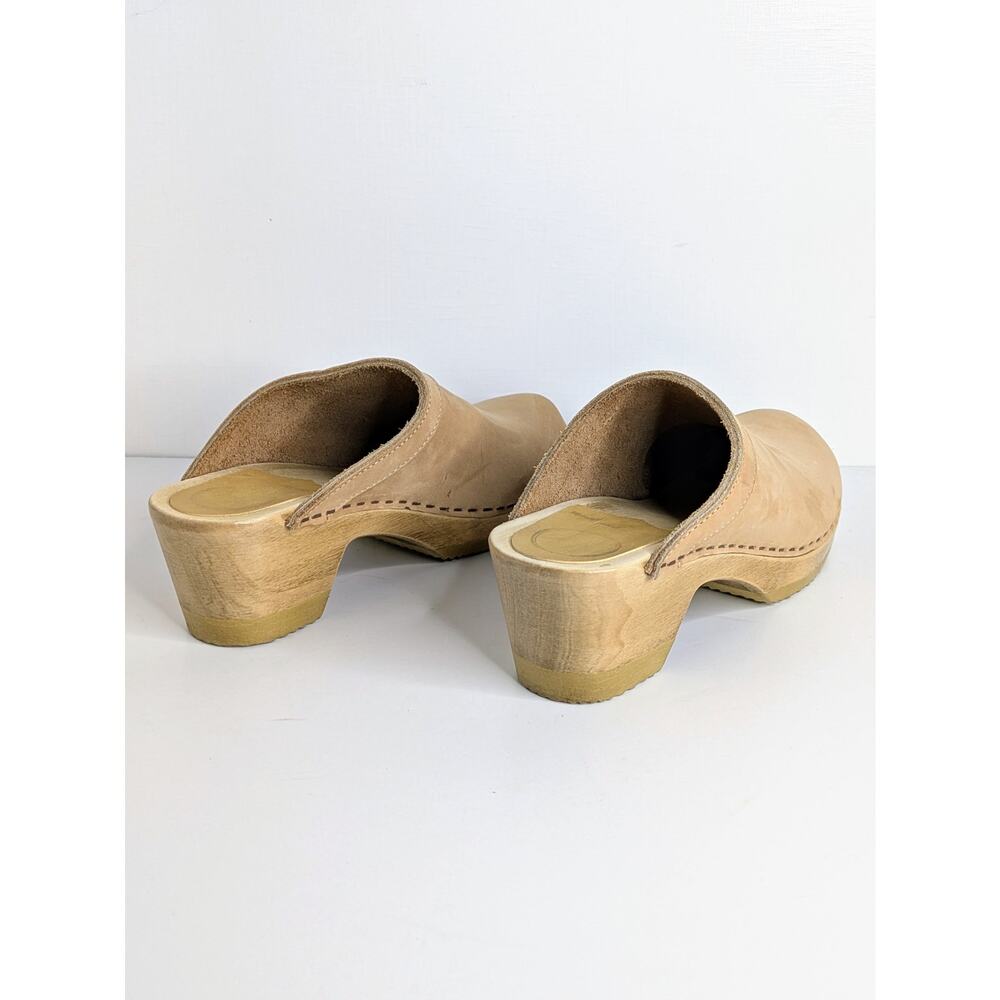 No. 6 Old School Clog Mid Heel 38 Bone Tan Nubuck Leather Wood Base NYC 7.5 8 - Picture 16 of 16